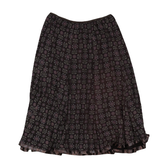 Vintage Floral Midi Skirt Dark Plum Purple