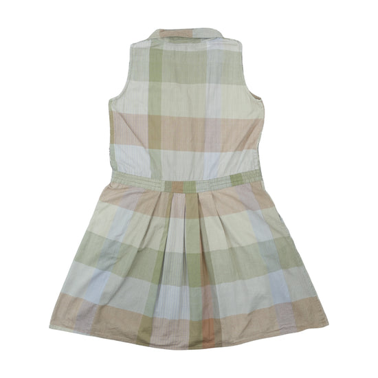 Clothilde Vintage Sleeveless Dress Pastel Plaid Beige