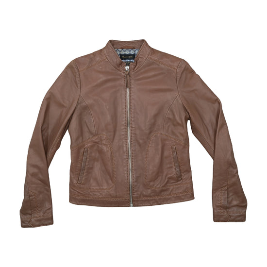 Massimo Dutti Natural Leather Jacket Tan Brown M