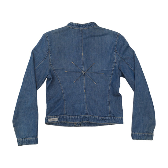 Cop. Copine Denim Jacket Collarless Moto Blue
