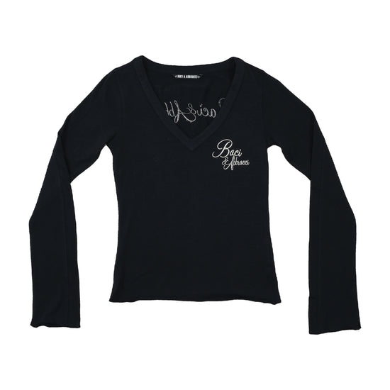 Baci & Abbracci Long-Sleeve Top Embroidered Black S