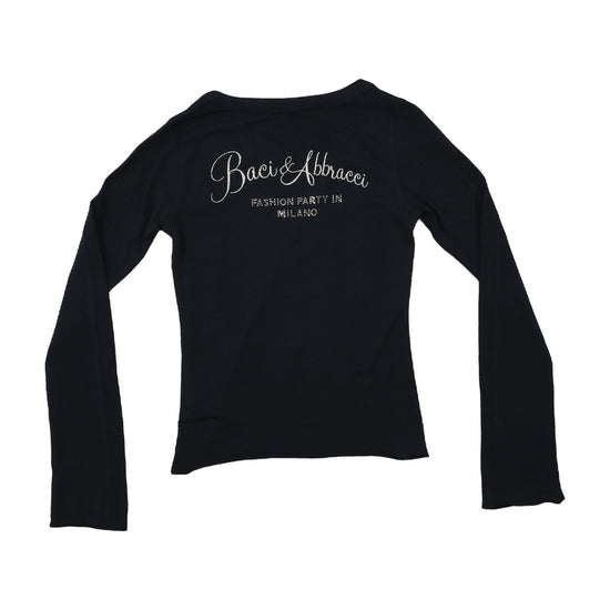 Baci & Abbracci Long-Sleeve Top Embroidered Black S