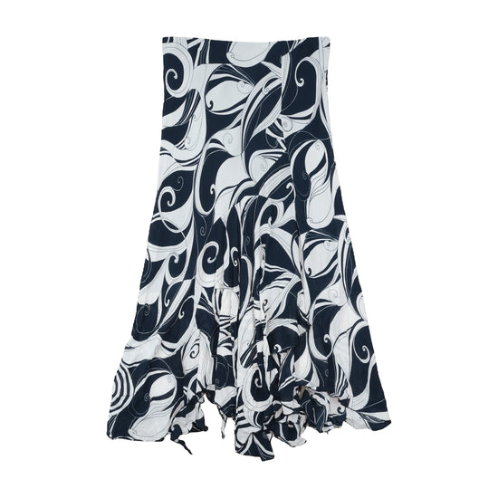 Vintage Y2K Asymmetric Handkerchief Midi Skirt Navy
