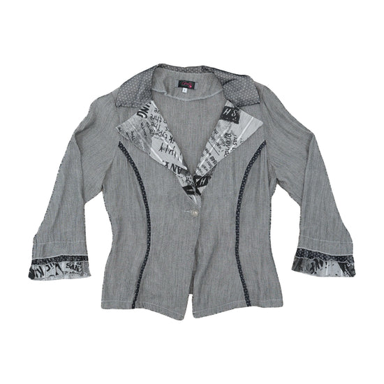 CarnaBi Fitted Blazer Newspaper Print Gray XS