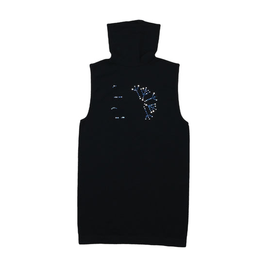Vintage Y2K Rhinestone Cowl-Neck Tank Top Black L