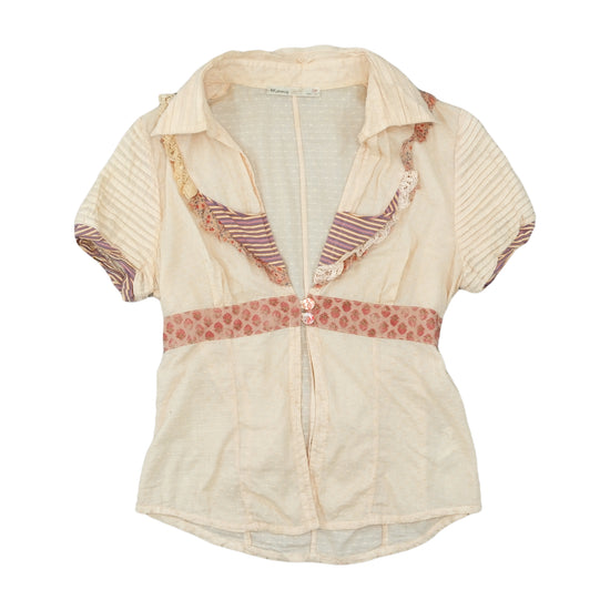 Moooy Blouse Floral Patchwork Boho Beige L
