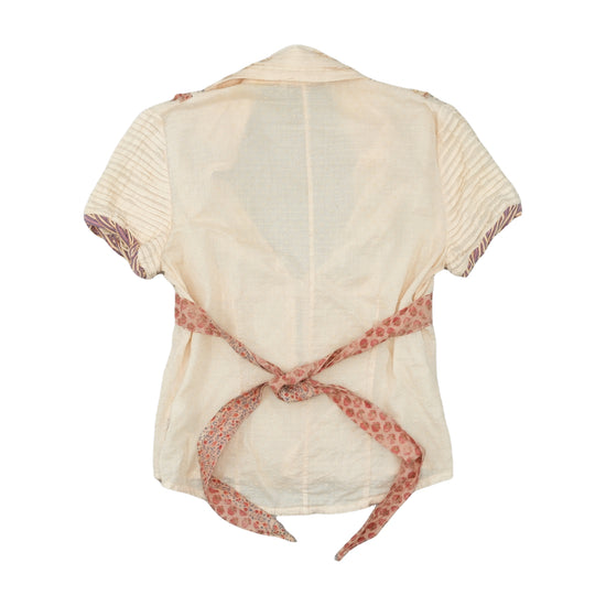Moooy Blouse Floral Patchwork Boho Beige L