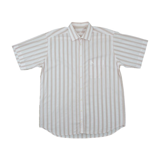 Adidas Striped Button Up Shirt White Pink M