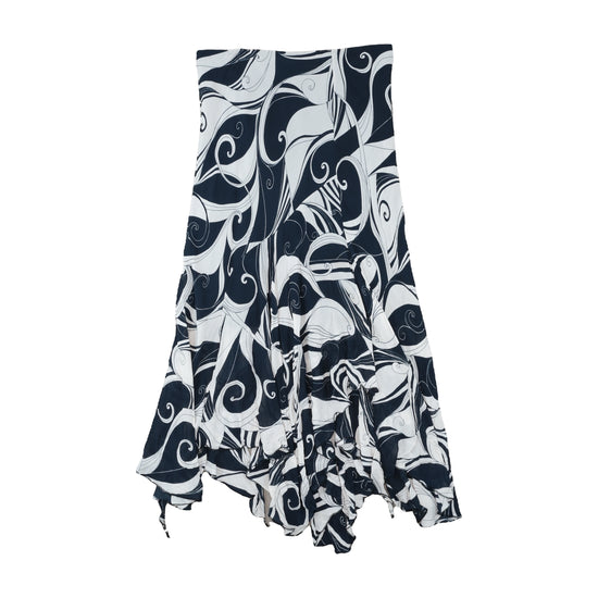 Vintage Y2K Asymmetric Handkerchief Midi Skirt Navy
