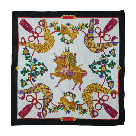 Vintage Equestrian Print Square Scarf Multicolor