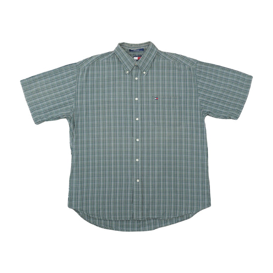 Tommy Hilfiger Plaid Short Sleeve Shirt Sage Green XL
