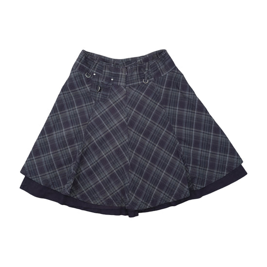 Street One Plaid A-Line Layered Skirt Gray