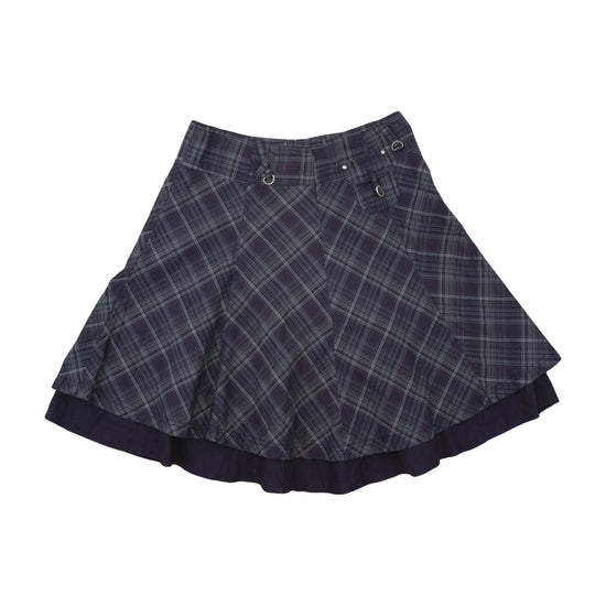 Street One Plaid A-Line Layered Skirt Gray