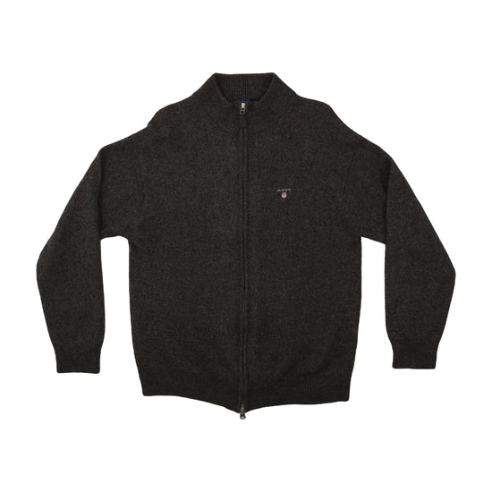 GANT Lambswool Full-Zip Sweater Charcoal Grey XL