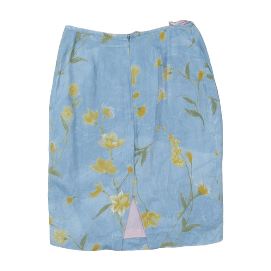 Luisa Spagnoli Linen Pencil Skirt Floral Blue XS