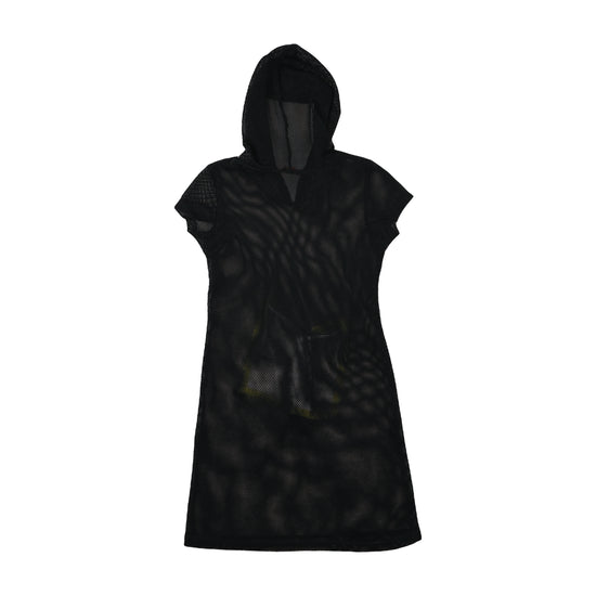 Teto Mesh Mini Dress Neon Yellow Pocket Black