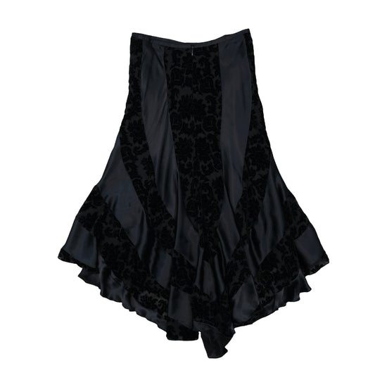 René Derhy Flocked Velvet Midi Skirt Black XXS