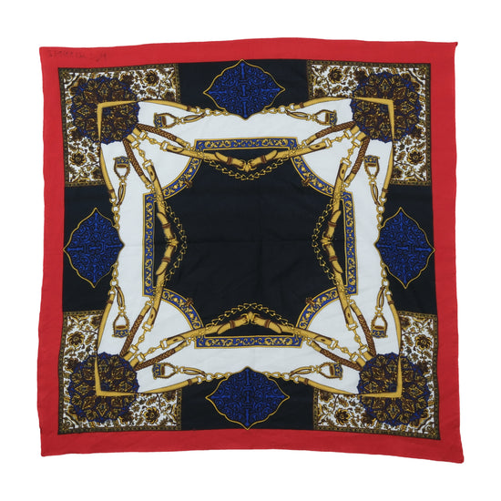 Vintage Equestrian Print Square Scarf Red