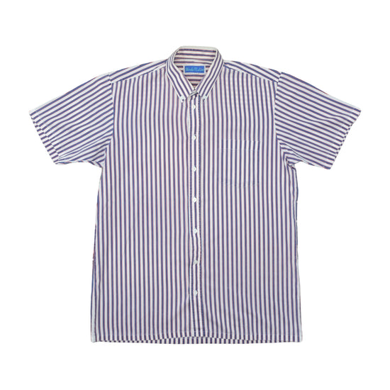 Charles M. Shirts Striped Short-Sleeve Shirt Navy Blue M