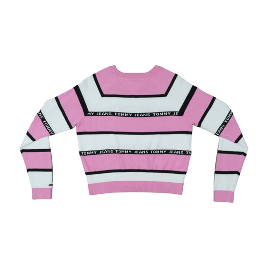 Tommy Jeans Striped Logo Knit Sweater Pink M