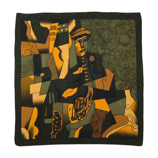 Vintage Cubist Art Print Square Scarf Olive Green