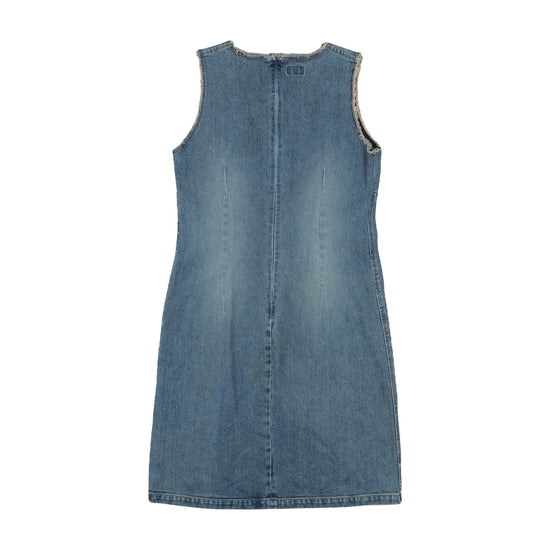 Essentiel Jeans Denim Dress Raw Edge Medium Wash Blue M