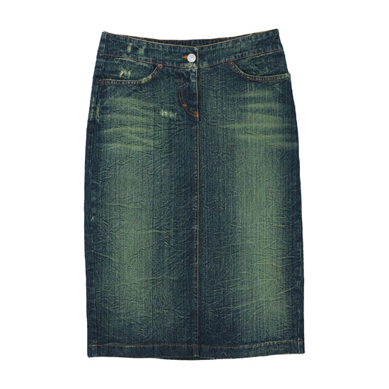 Fornarina Denim Exists Pencil Midi Skirt Acid Wash Blue S
