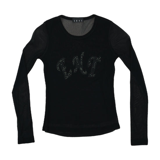 EROS Mesh Sleeve Studded Sweater Top Black