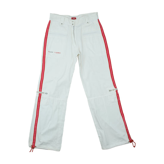 Outfit Y2K Cargo Zip-Off Pants White Stripe M