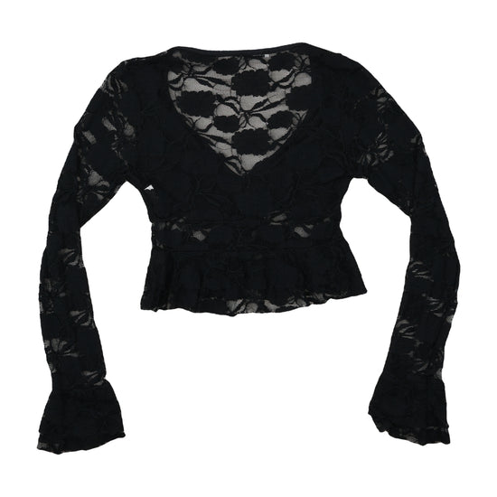 Attraction Paris Lace Blouse Peplum Bell Sleeve Black