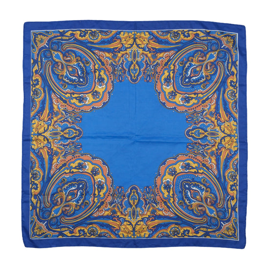 Vintage Paisley Square Scarf Royal Blue