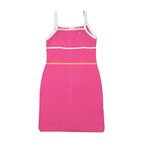 Lacoste Piqué Mini Dress Hot Pink Stripe Trim M