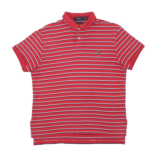 Polo Ralph Lauren Custom Fit Polo Shirt Red Navy Stripe S