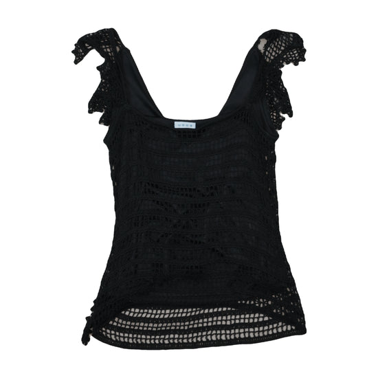 Soon Black Crochet Tank Top Y2K Boho Black L