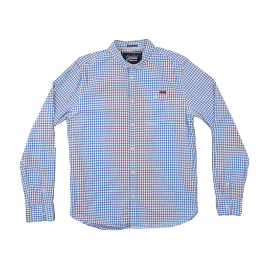 Superdry Washbasket Button Up Shirt Blue Gingham Check XL