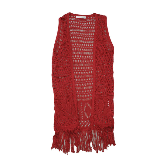FB Sister Sleeveless Cardigan Deep Crimson Red M