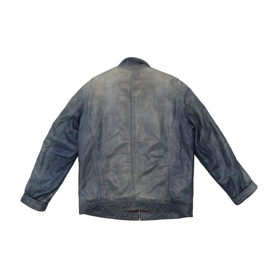 Milestone Leather Jacket Washed Navy Blue XL