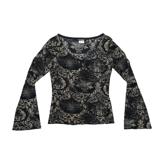 Raspberry Collection Baroque Damask Blouse Black XS
