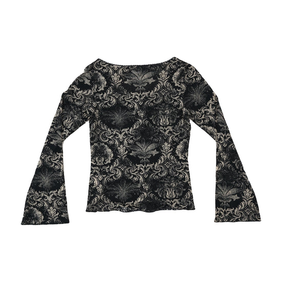 Raspberry Collection Baroque Damask Blouse Black XS