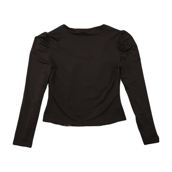 Ferretti Long-Sleeve Shirt Faux Leather Panel Black L