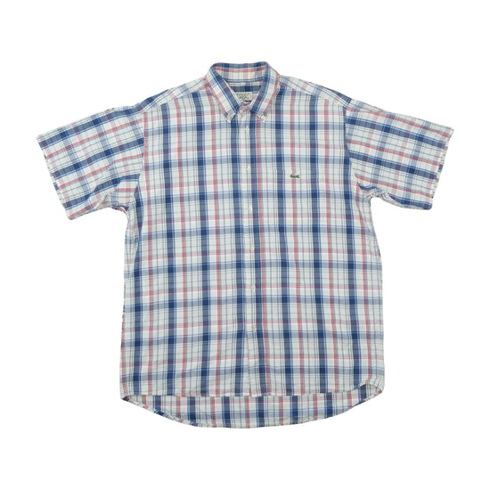 Lacoste Sport Button Up Shirt Blue Plaid Check M