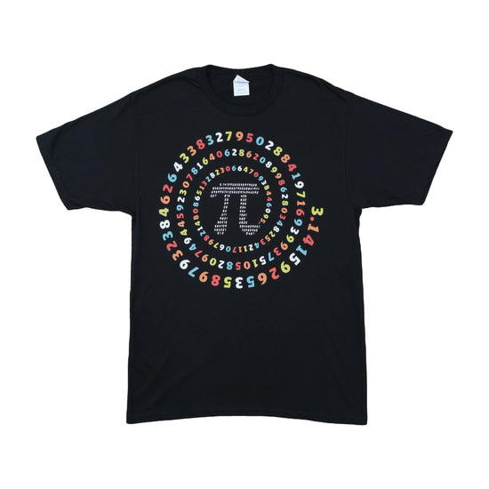 Vintage Pi Spiral Graphic T-Shirt Black M