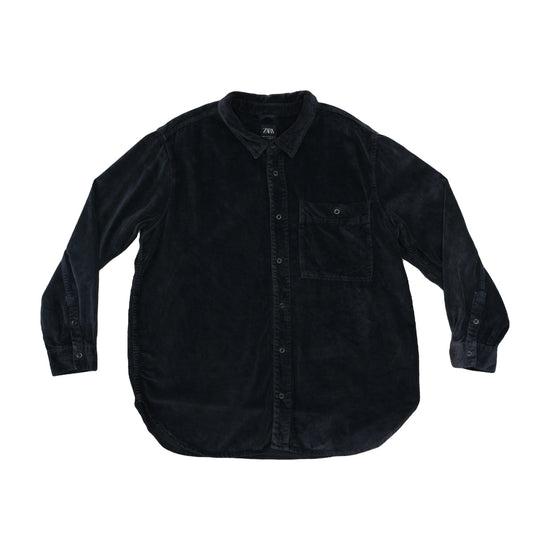 Zara Relaxed Fit Corduroy Shirt Washed Black M