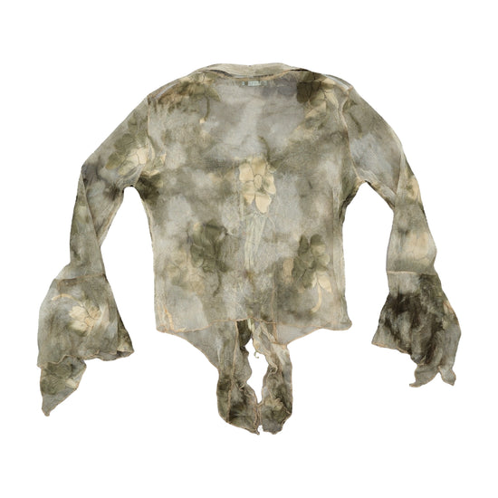 Vintage Y2K Sheer Mesh Blouse Green S