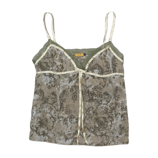 Stefanel Silk Camisole Damask Print Sage Green L