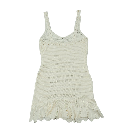 Vintage Crochet Knit Mini Dress Off-White Cream