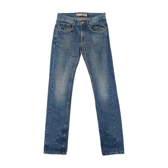 WPM Denim Slim Straight Jeans Mid-Wash Blue