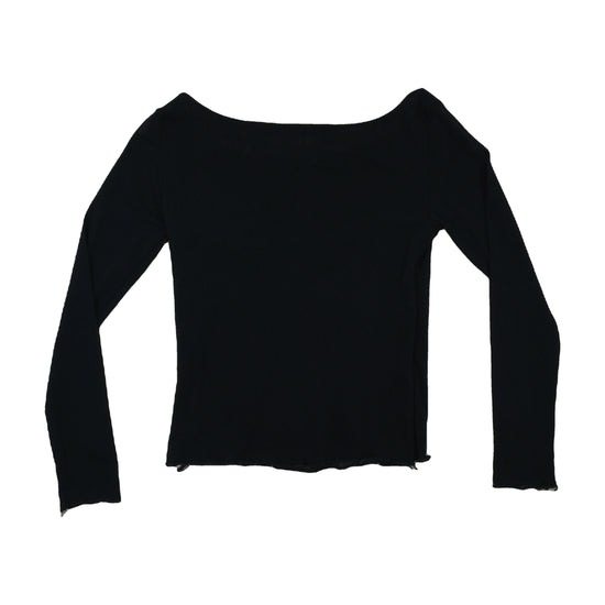 Vintage Y2K Off-Shoulder Cropped Long-Sleeve Top Black