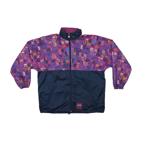 Jeantex 90s Windbreaker Jacket Purple Navy Print XL