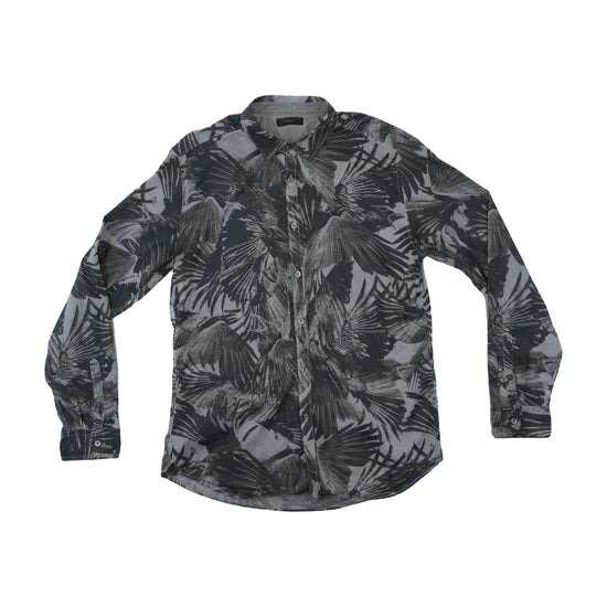 Diesel Button Up Shirt All-Over Raven Print Gray XL